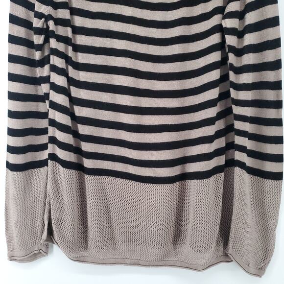 525america Classic Raglan Beige and Black Stripe Loose Knit Semi Sheer Sweater S - Picture 11 of 11